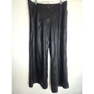 Maeve Anthropologie "The Naomi" Black Wide Leg Vegan Leather Pants size 20W